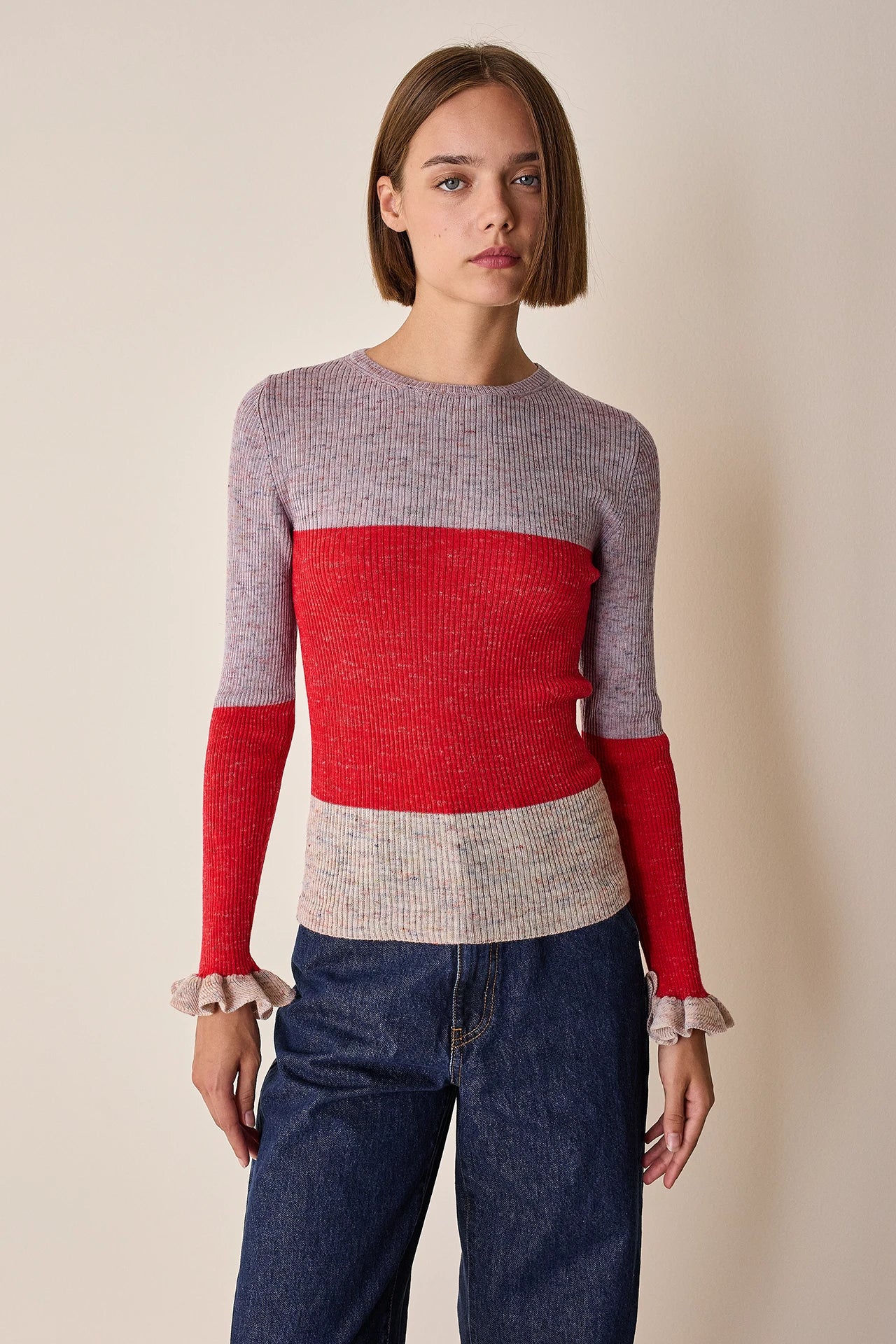 Color block crewneck