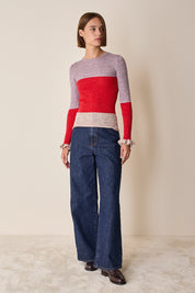 Color block crewneck