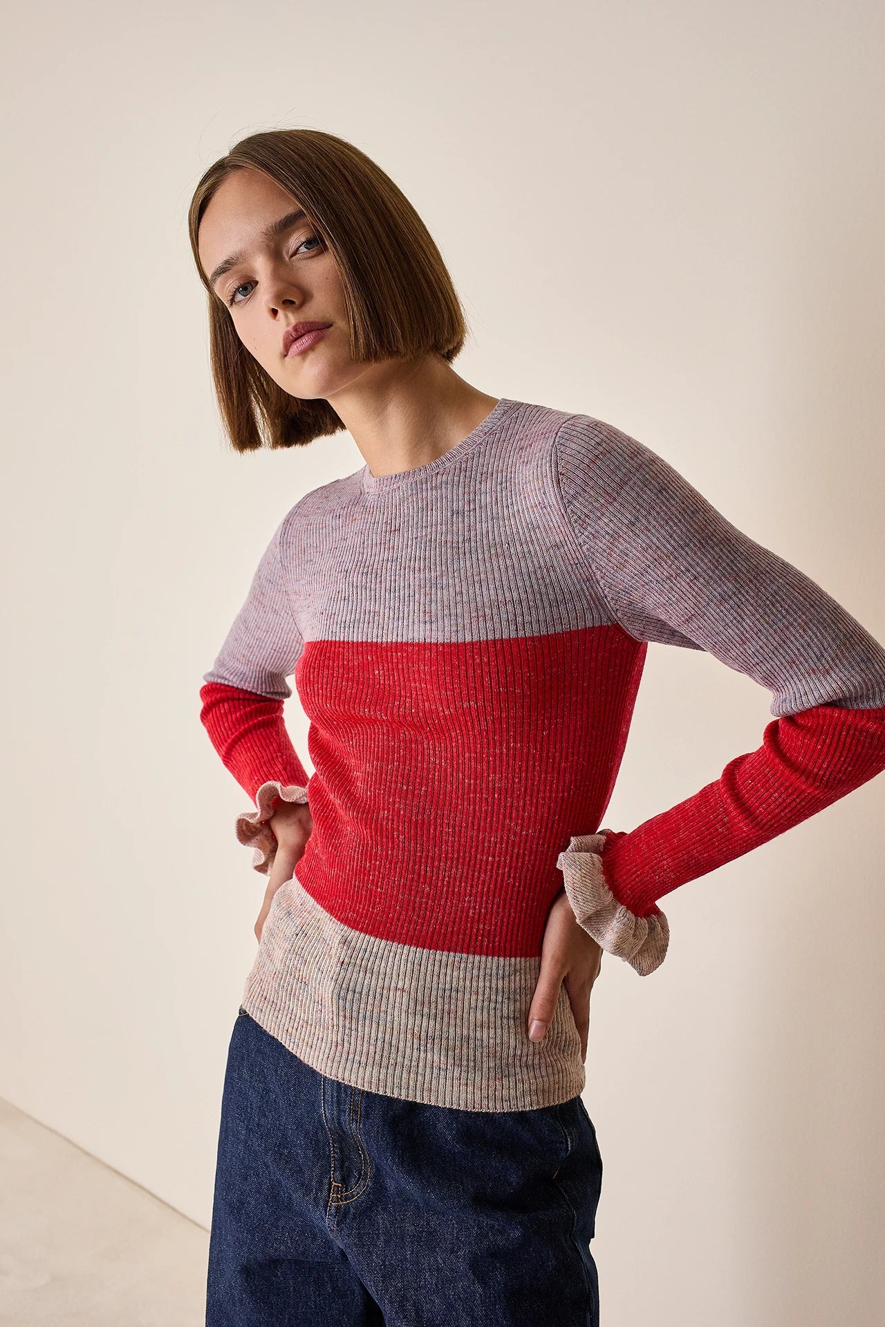 Color block crewneck