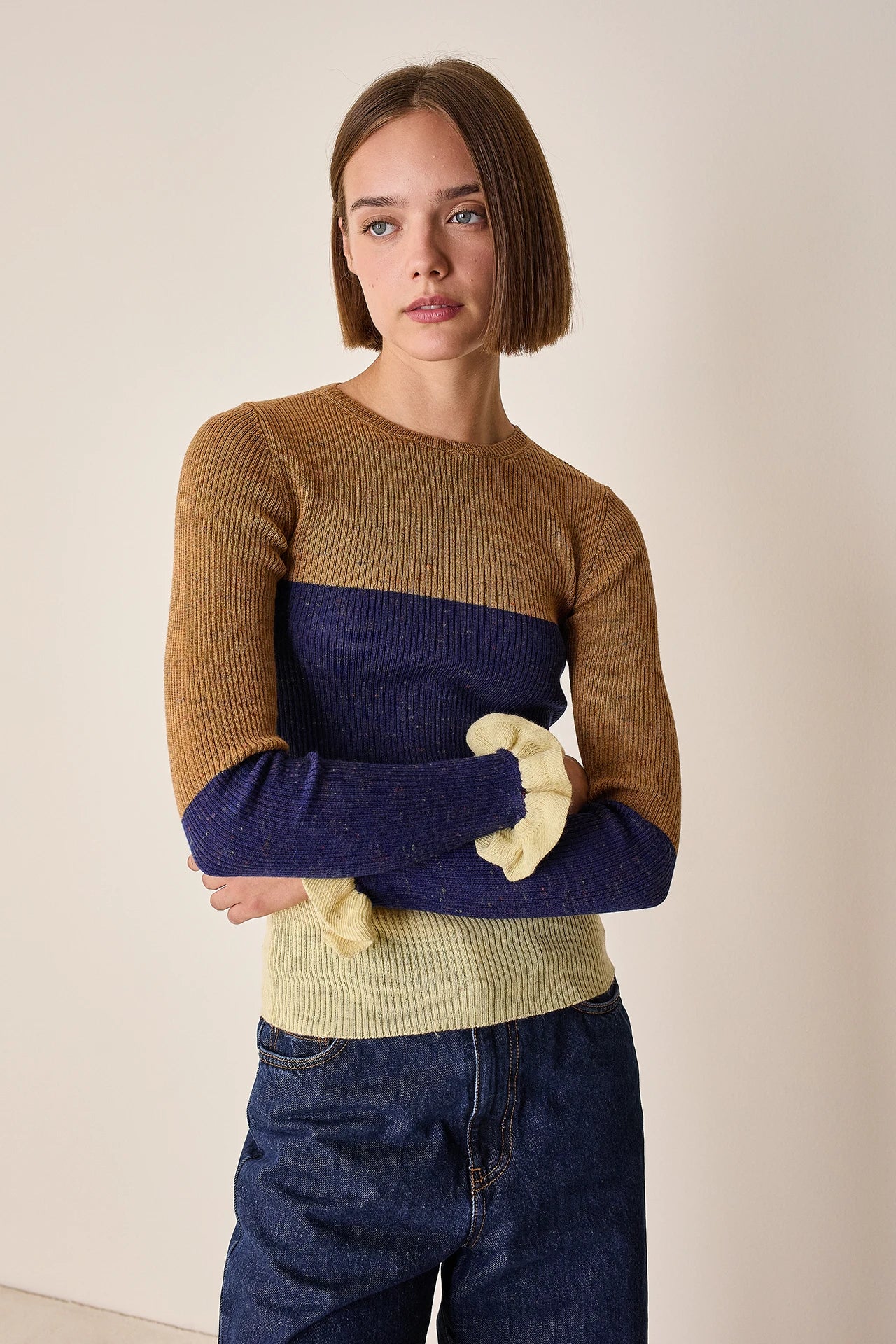 Color block crewneck