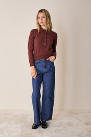 Wool and cashmere polo sweater with maxi collar