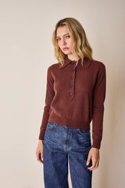 Wool and cashmere polo sweater with maxi collar
