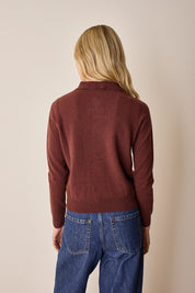 Wool and cashmere polo sweater with maxi collar