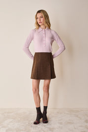 Wool and cashmere polo sweater with maxi collar