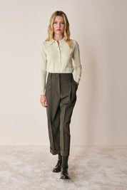Wool and cashmere polo sweater with maxi collar