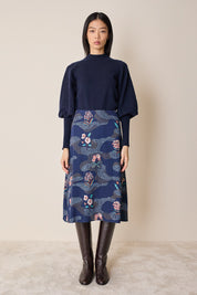 Maglia girocollo in lana e cashmere con maniche a sbuffo