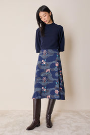 Maglia girocollo in lana e cashmere con maniche a sbuffo