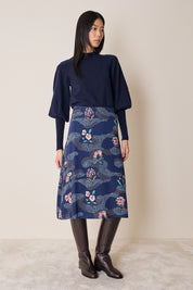 Maglia girocollo in lana e cashmere con maniche a sbuffo