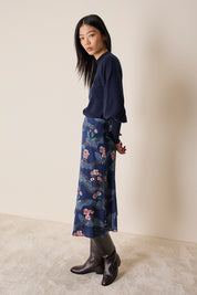 Maglia girocollo in lana e cashmere con maniche a sbuffo