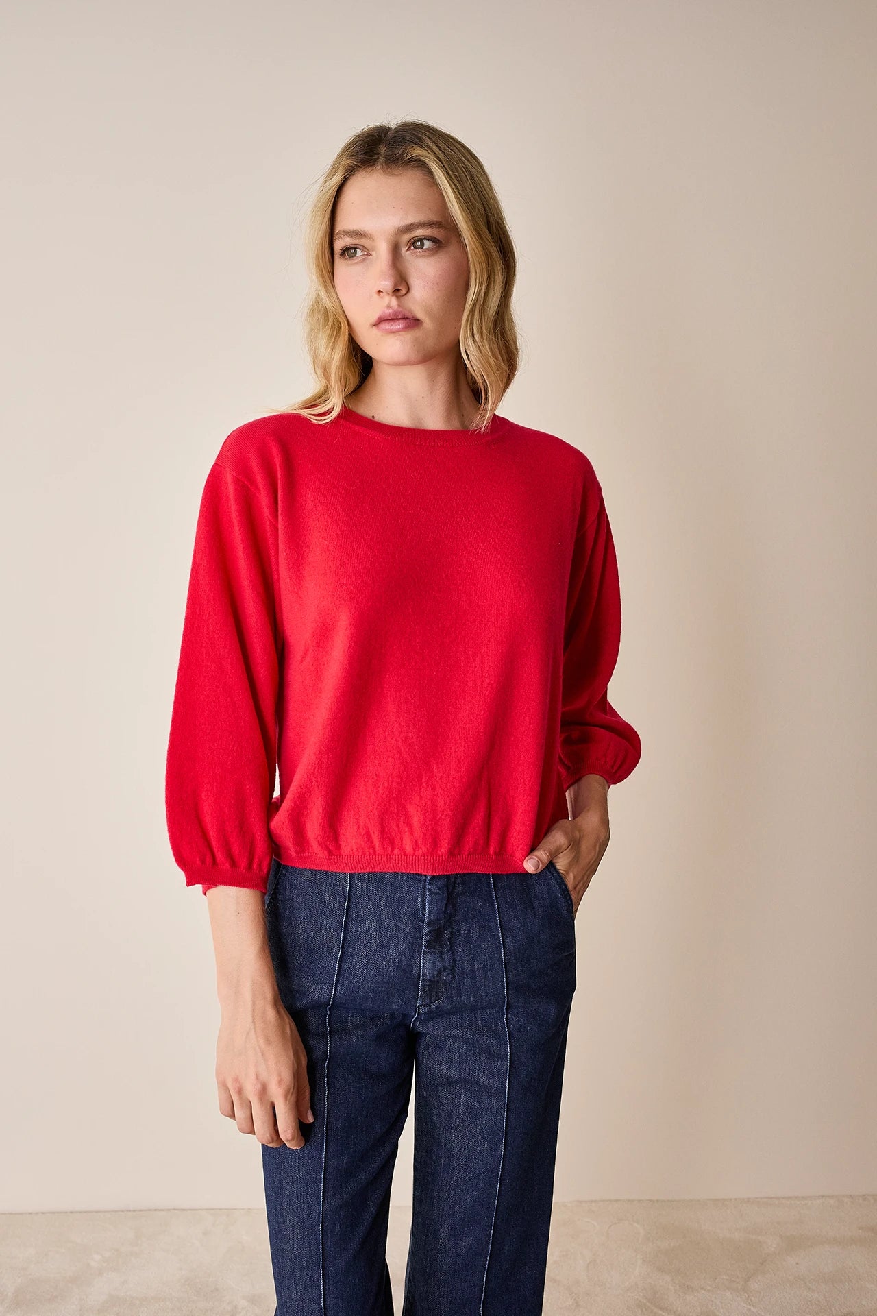 Puff-sleeve sweater