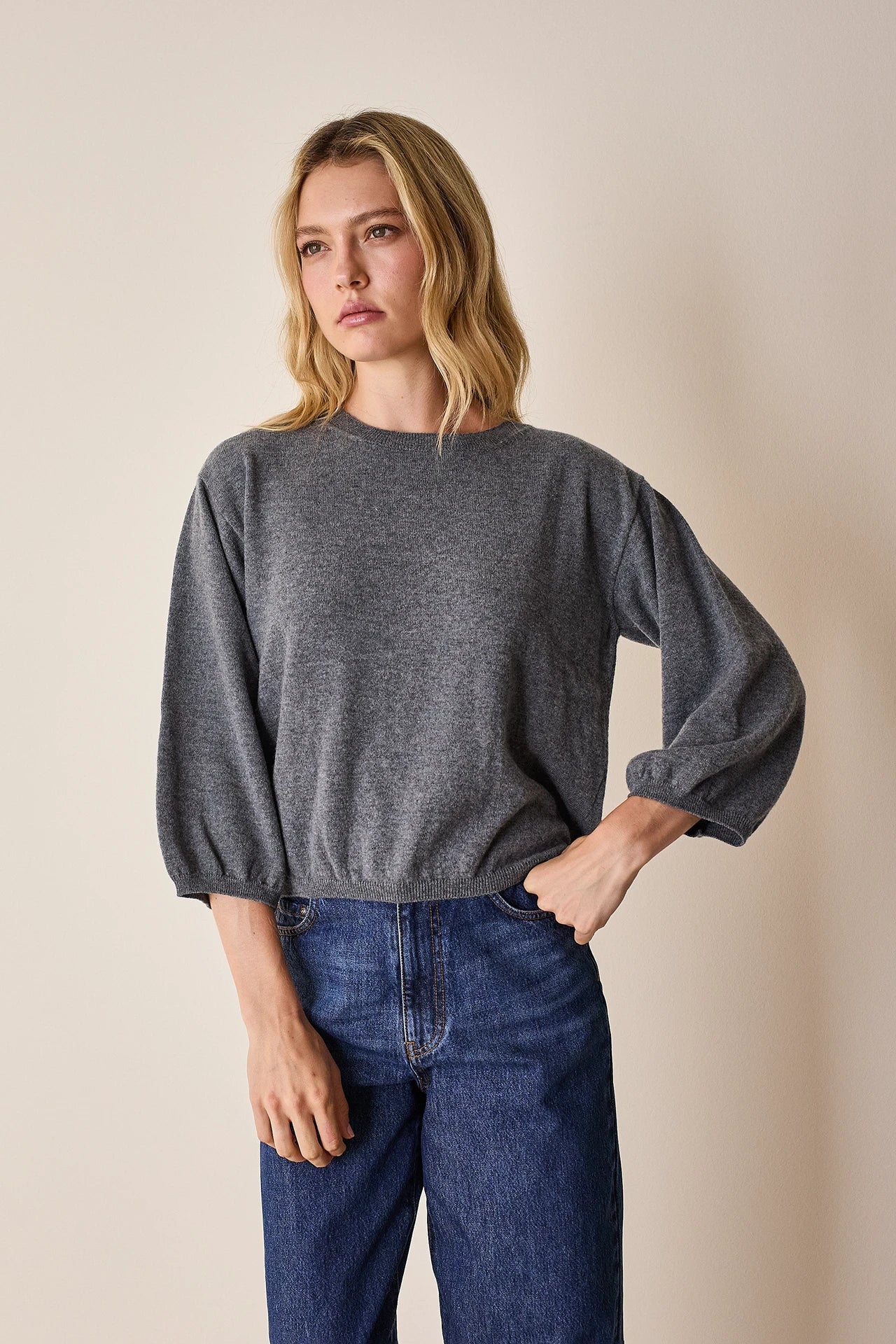 Puff-sleeve sweater