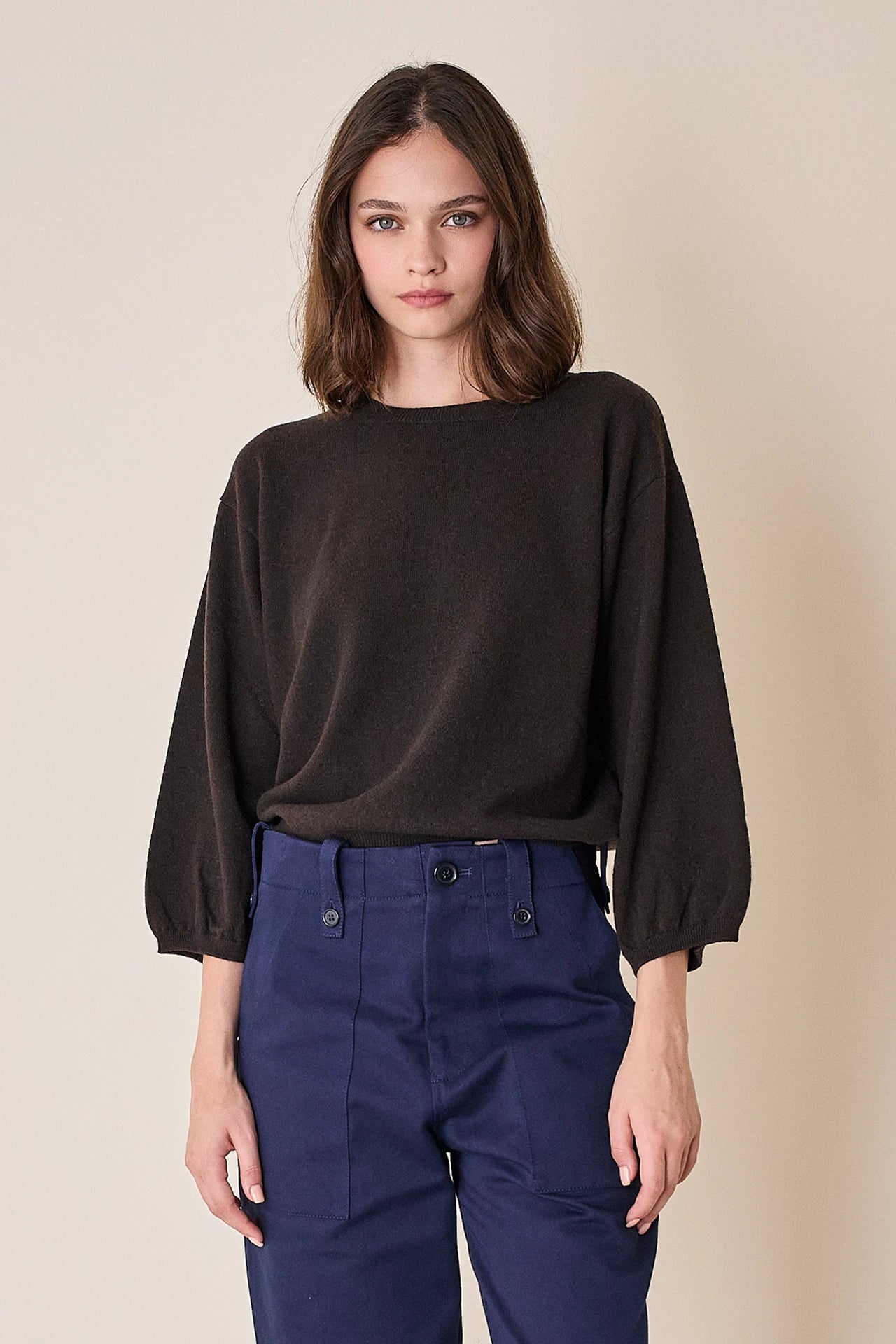 Puff-sleeve sweater