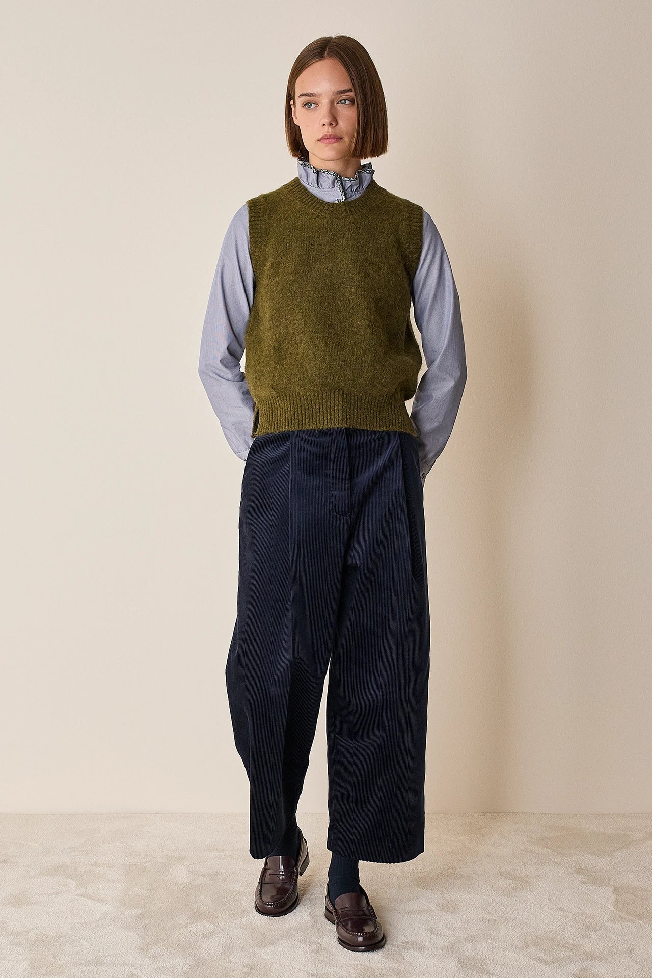 Brushed alpaca and merino vest 