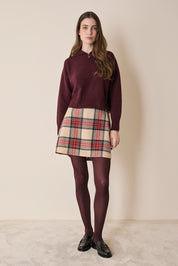 Polo in lana e cashmere con colletto smerlato