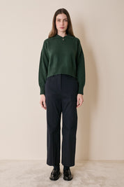 Polo in lana e cashmere con colletto smerlato