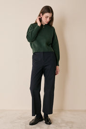 Polo in lana e cashmere con colletto smerlato