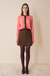 Mohair knit cardigan with contrasting trim