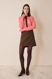 Mohair knit cardigan with contrasting trim