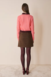 Mohair knit cardigan with contrasting trim