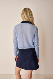 Mohair knit cardigan with contrasting trim