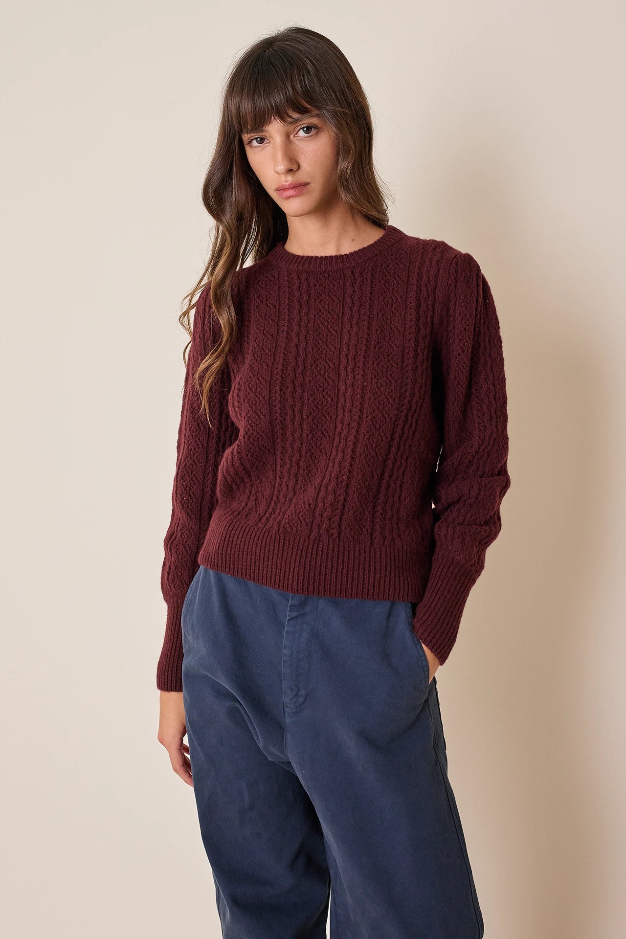 Crewneck openwork sweater