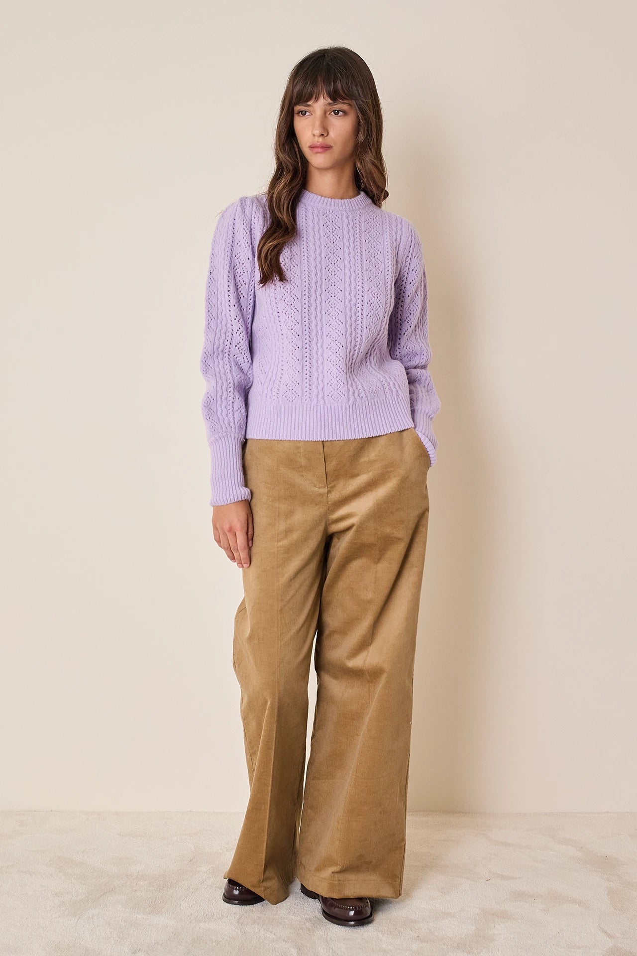 Crewneck openwork sweater