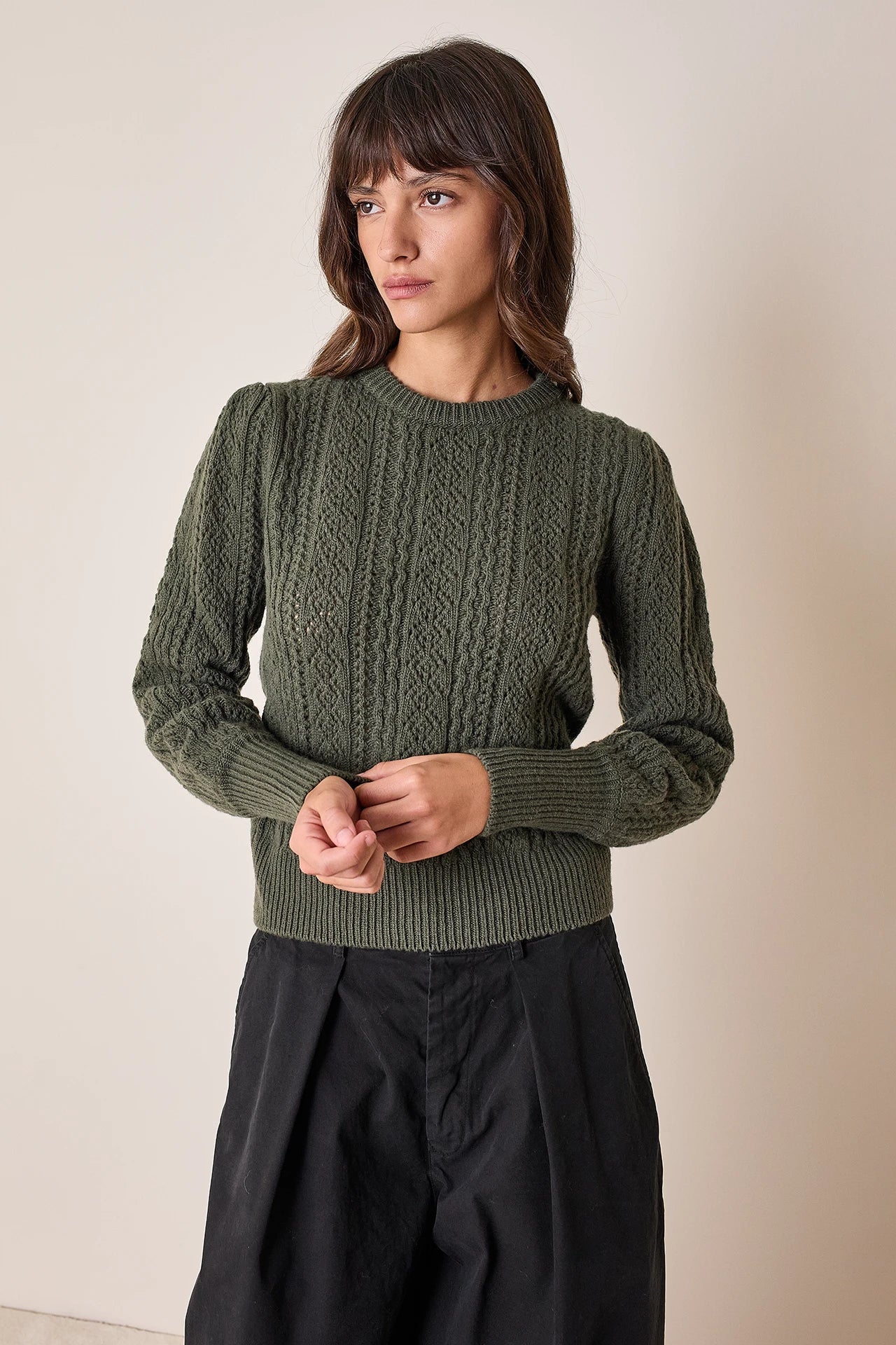 Crewneck openwork sweater