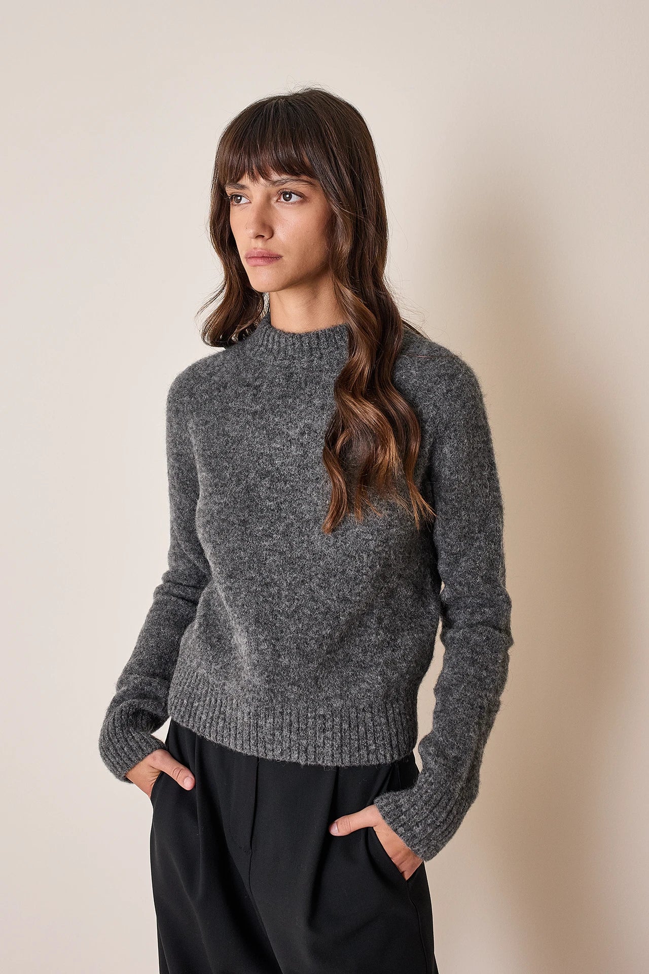 Maglia girocollo in baby alpaca