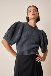 Maglia in lana merino con maniche a sbuffo