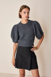 Maglia in lana merino con maniche a sbuffo