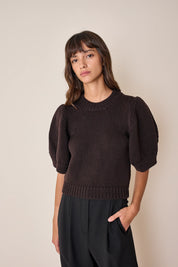 Maglia in lana merino con maniche a sbuffo