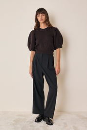 Maglia in lana merino con maniche a sbuffo