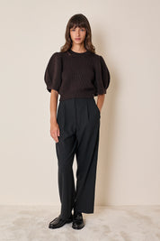 Maglia in lana merino con maniche a sbuffo