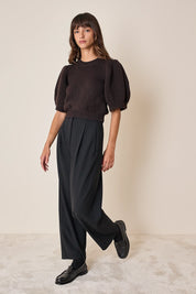 Maglia in lana merino con maniche a sbuffo