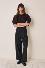 Maglia in lana merino con maniche a sbuffo