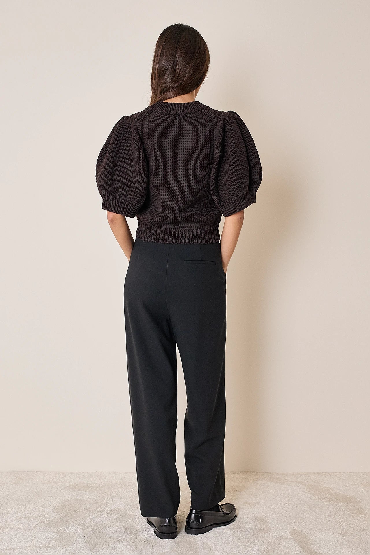 Maglia in lana merino con maniche a sbuffo