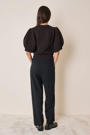 Maglia in lana merino con maniche a sbuffo