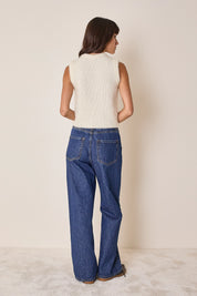 Gilet in mohair con fiori ricamati