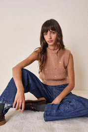 Gilet in mohair con fiori ricamati