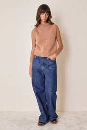 Gilet in mohair con fiori ricamati