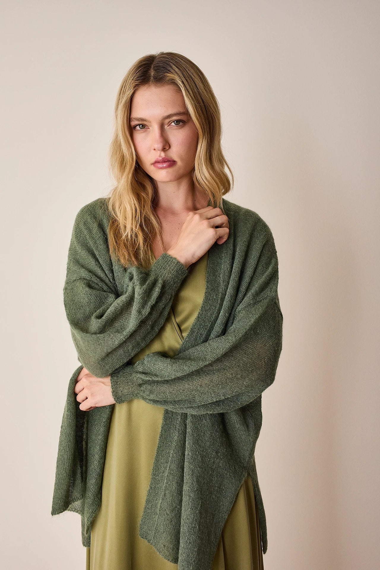Mohair knit kimono cardigan