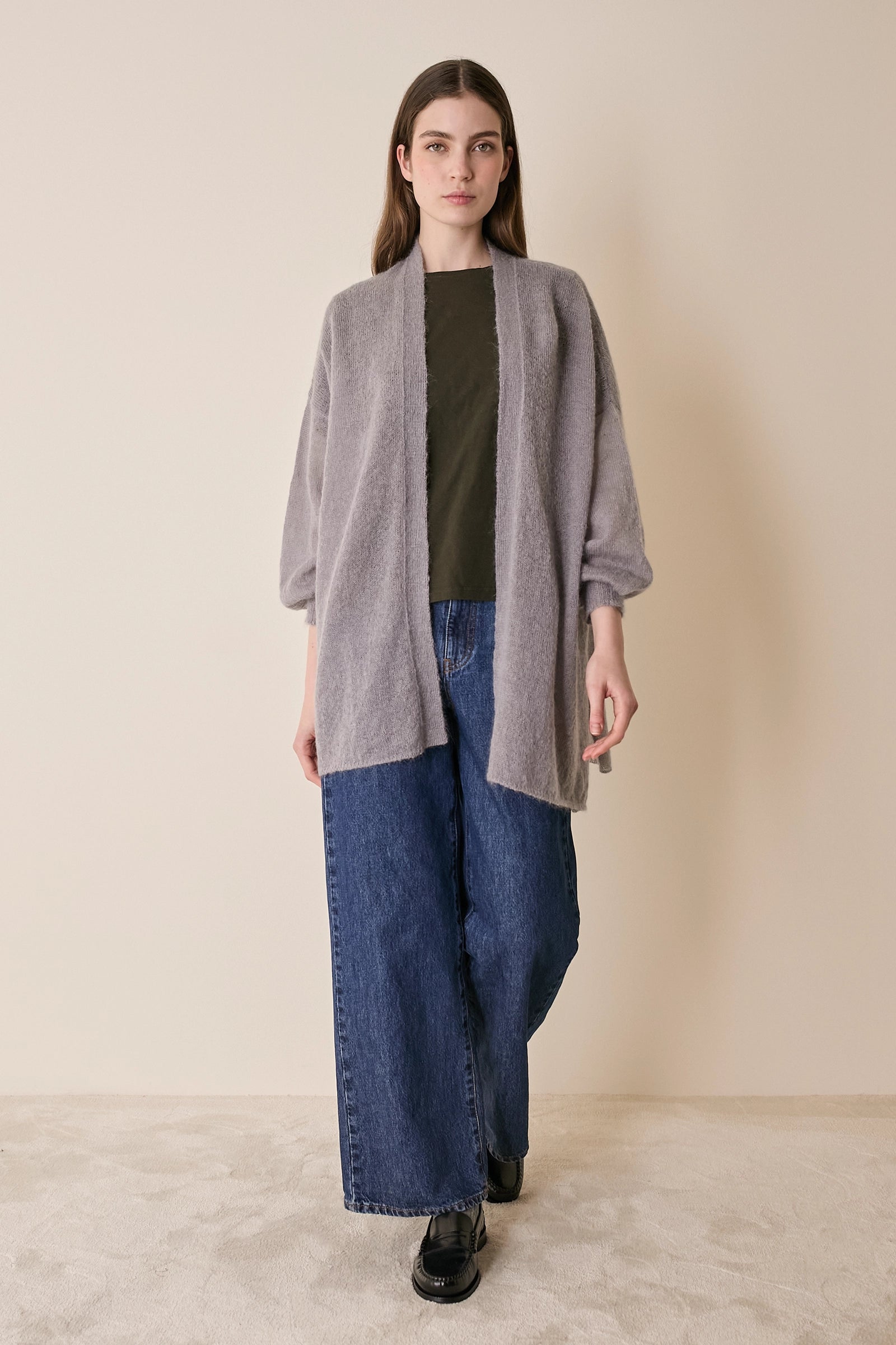 Cardigan kimono in maglia di mohair