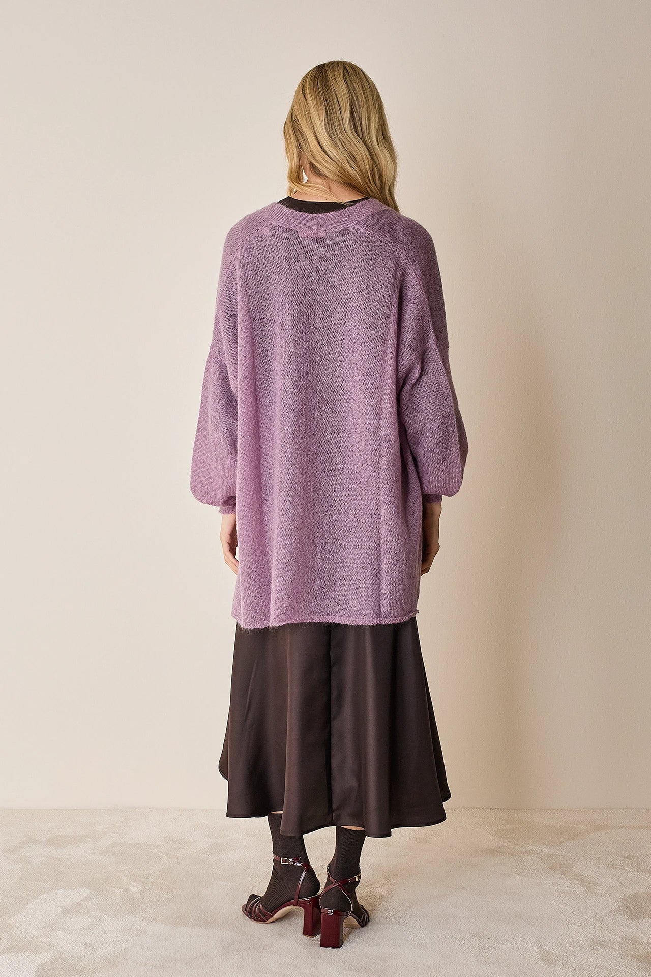 Cardigan kimono in maglia di mohair
