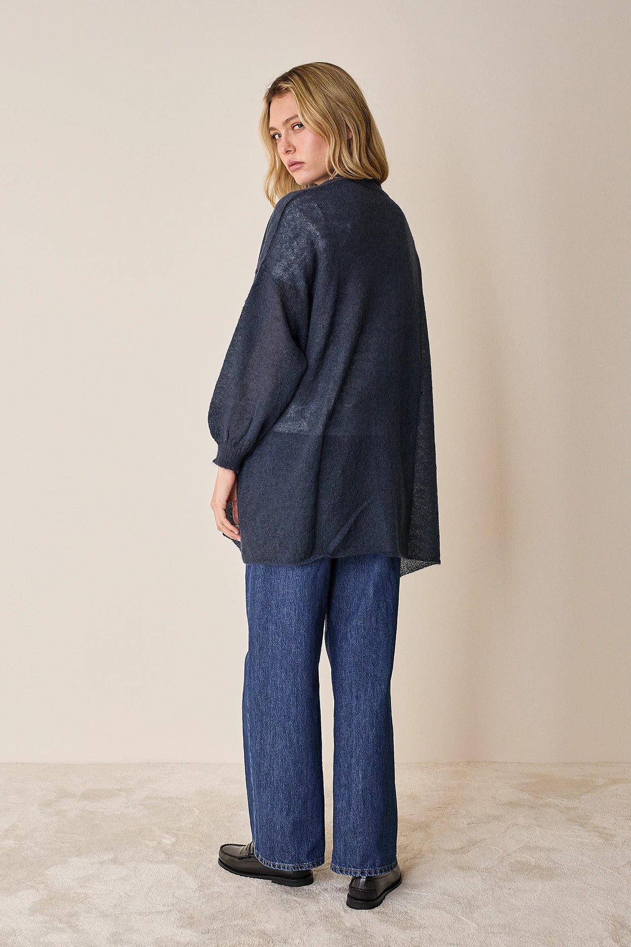 Cardigan kimono in maglia di mohair