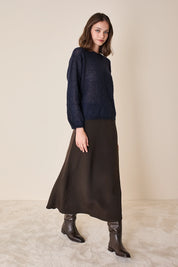 Maglia girocollo in mohair e baby alpaca