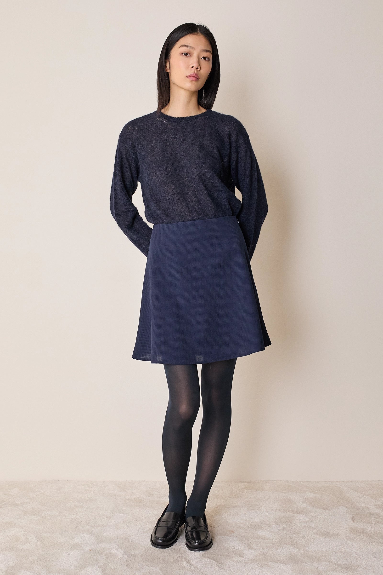 Maglia girocollo in mohair e baby alpaca