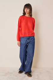 Maglia girocollo in mohair e baby alpaca