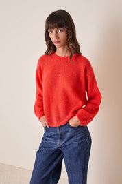 Maglia girocollo in mohair e baby alpaca