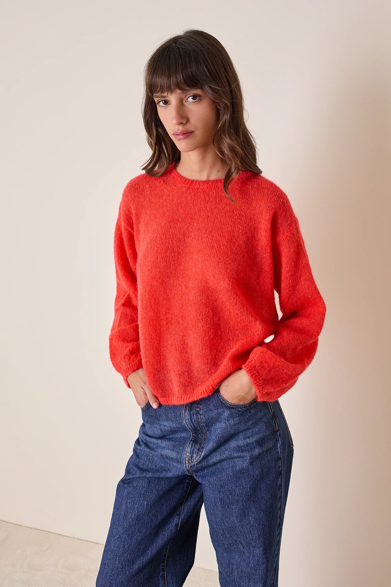 Mohair and baby alpaca crew neck sweater