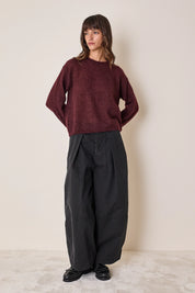 Maglia girocollo in mohair e baby alpaca